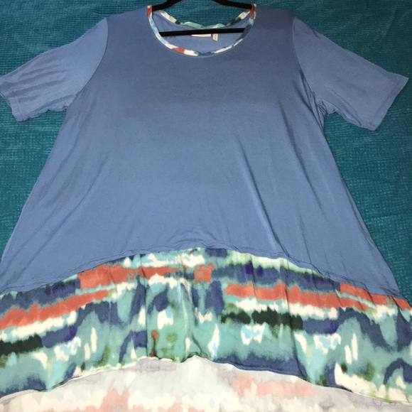 LOGO Lori Goldstein tie dye trim tunic